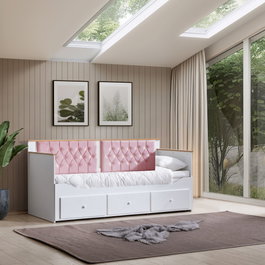 Hanah Home Alacati Cama nido Blanco y rosa